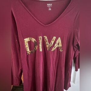Avenue Burgundy Sequin Diva Top